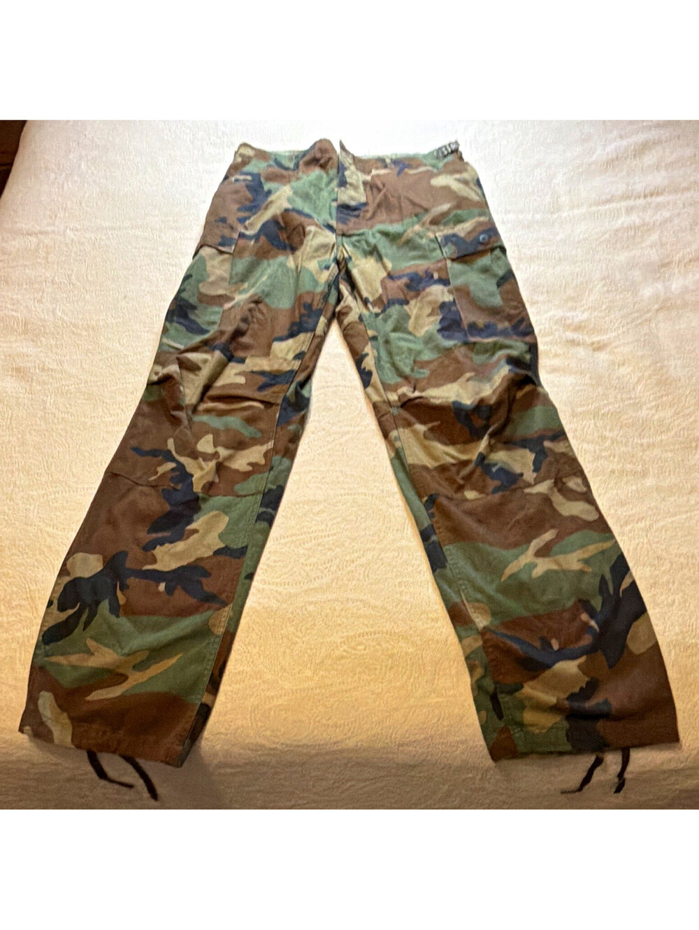 Camouflage Military BDU Field Cargo Pants w/ Drawstring Cuffs - Militaria